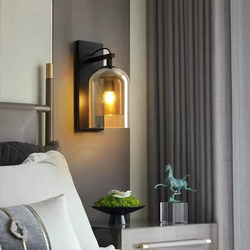 Industrial glass wall lamps bedroom clear dome sconce