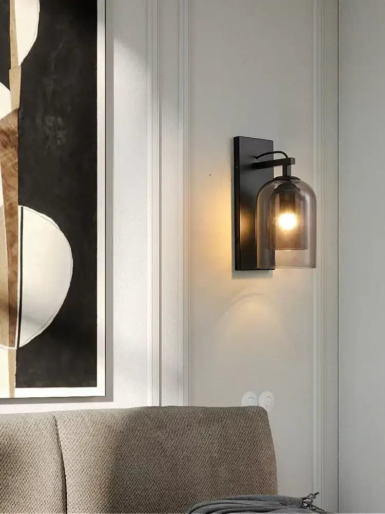 Industrial glass wall lamps bedroom clear dome sconce