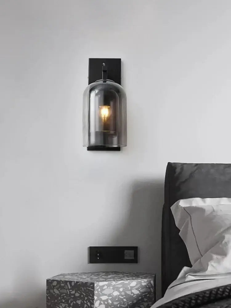 Industrial glass wall lamps bedroom clear dome sconce