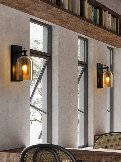 Industrial glass wall lamps bedroom clear dome sconce