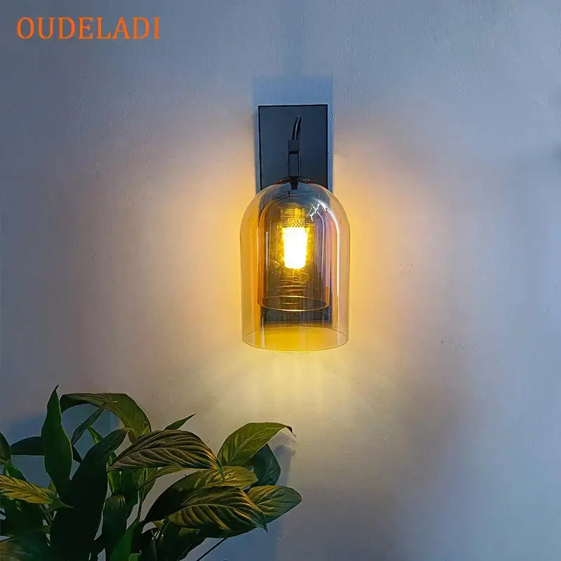 Industrial glass wall lamps bedroom clear dome sconce
