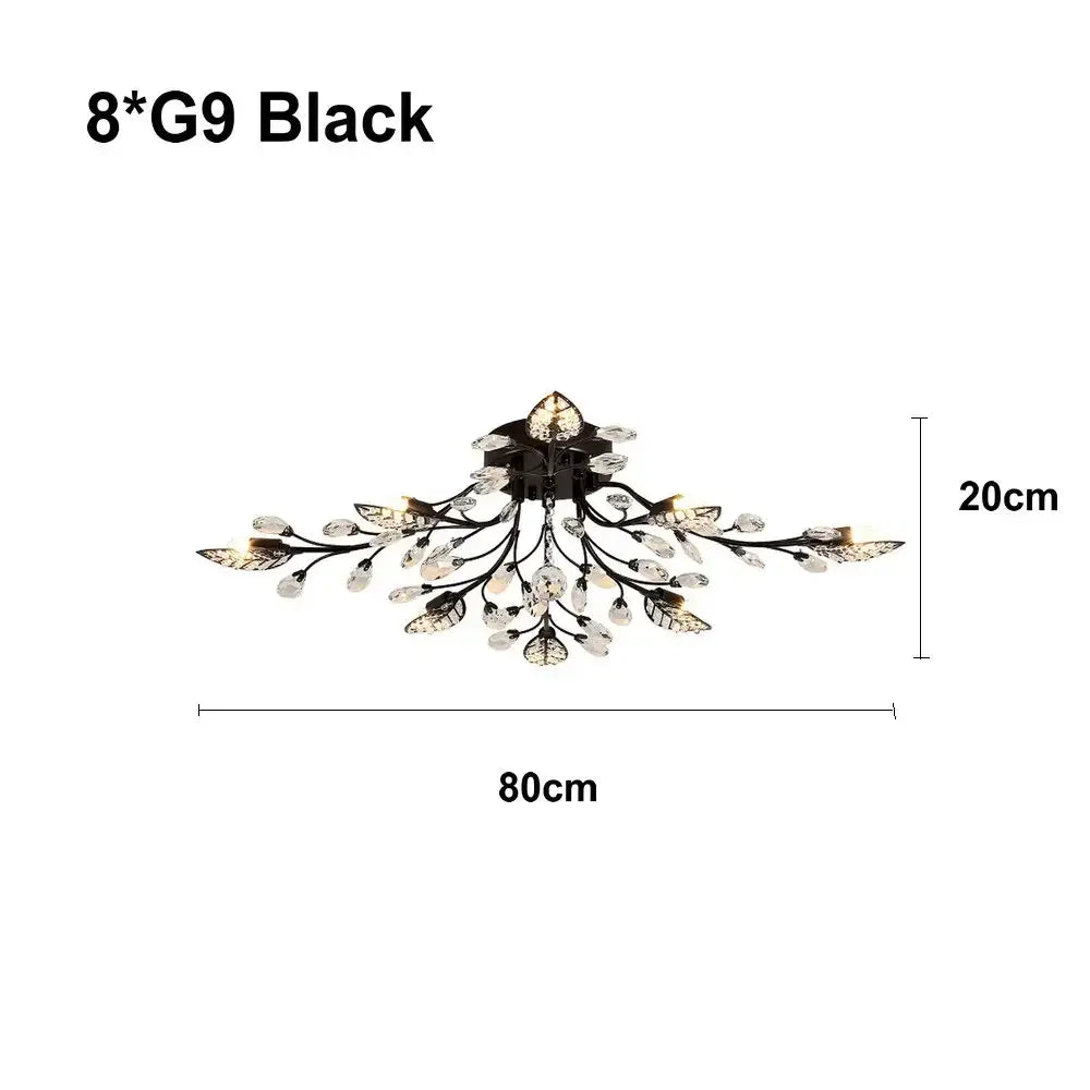Industrial gold crystal leaf led ceiling light living room