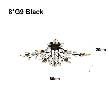 Industrial gold crystal leaf led ceiling light living room