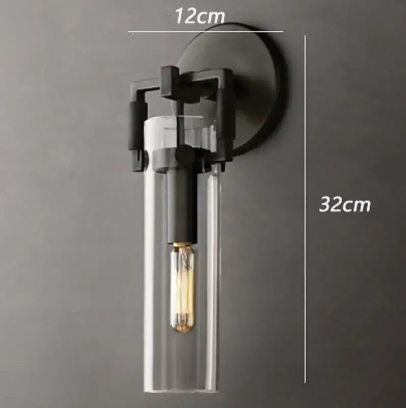 Industrial gold glass wall lamp bedroom sconce with clear shade