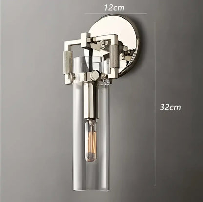 Industrial gold glass wall lamp bedroom sconce with clear shade