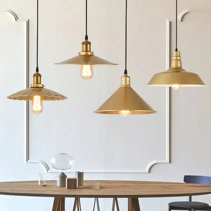Industrial gold wrought iron geometric pendant light dining room