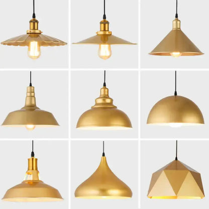 Industrial gold wrought iron geometric pendant light dining room
