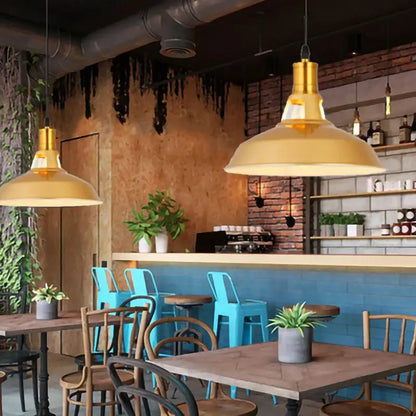 Industrial gold wrought iron geometric pendant light dining room