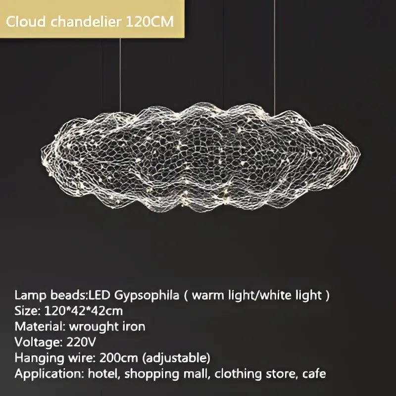Industrial golden cloud pendant lights bedroom wire mesh chandelier