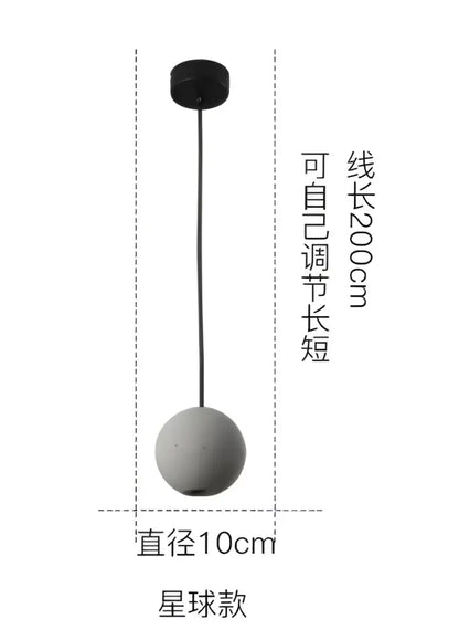 Industrial gray and gold cement pendant light dining room sphere