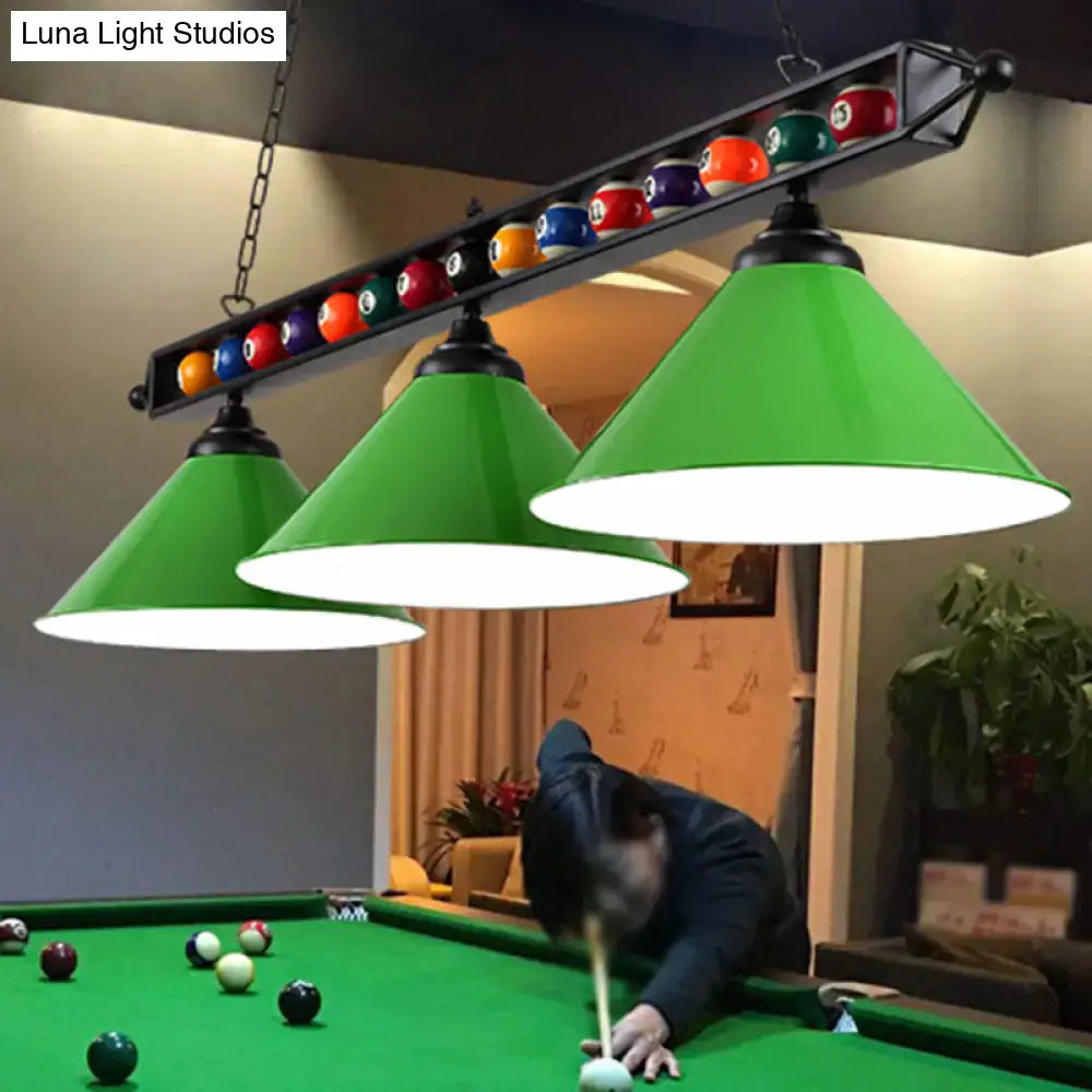 Industrial green billiard lamp country club island light dining room