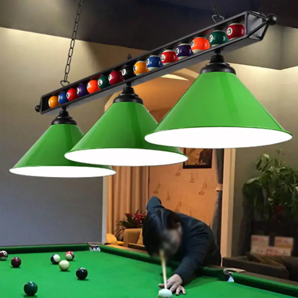 Industrial green billiard lamp country club island light dining room