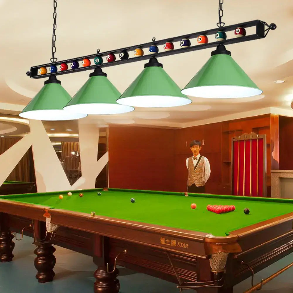 Industrial green billiard lamp country club island light dining room