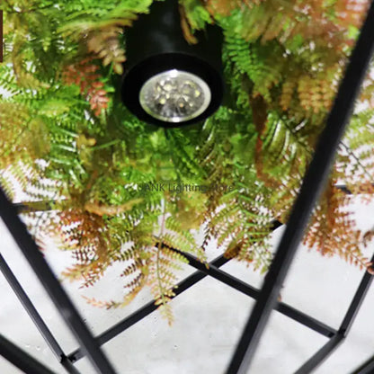 Industrial greenery chandelier black metal pendant light bar decor