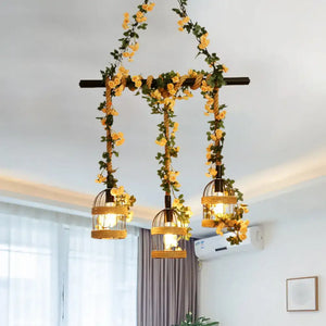 Industrial hemp rope birdcage pendant light for restaurant island
