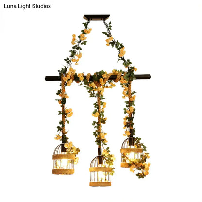 Industrial hemp rope birdcage pendant light for restaurant island