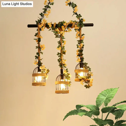 Industrial hemp rope birdcage pendant light for restaurant island