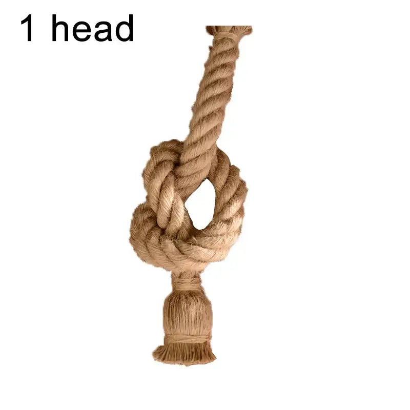 Industrial hemp rope pendant light dining room multi bulb chandelier