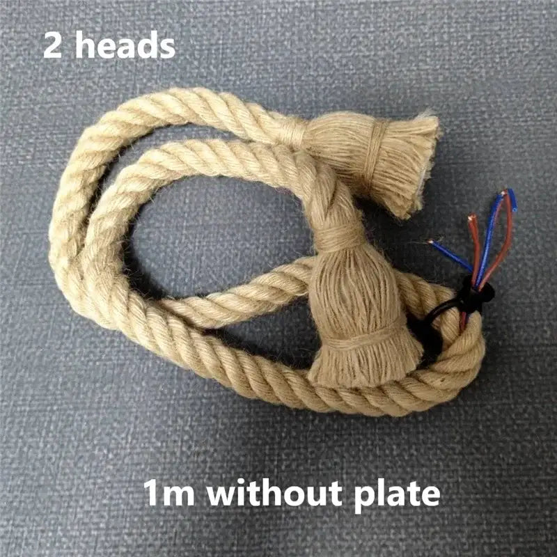 Industrial hemp rope pendant light for living room home decor