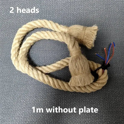 Industrial hemp rope pendant light for living room home decor