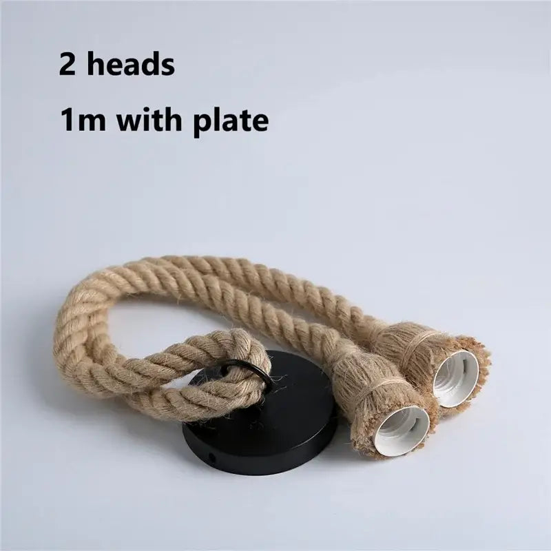 Industrial hemp rope pendant light for living room home decor