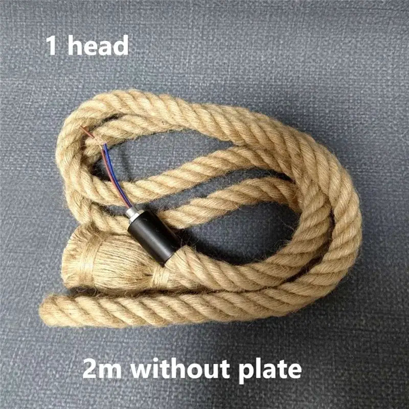 Industrial hemp rope pendant light for living room home decor