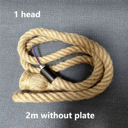 Industrial hemp rope pendant light for living room home decor