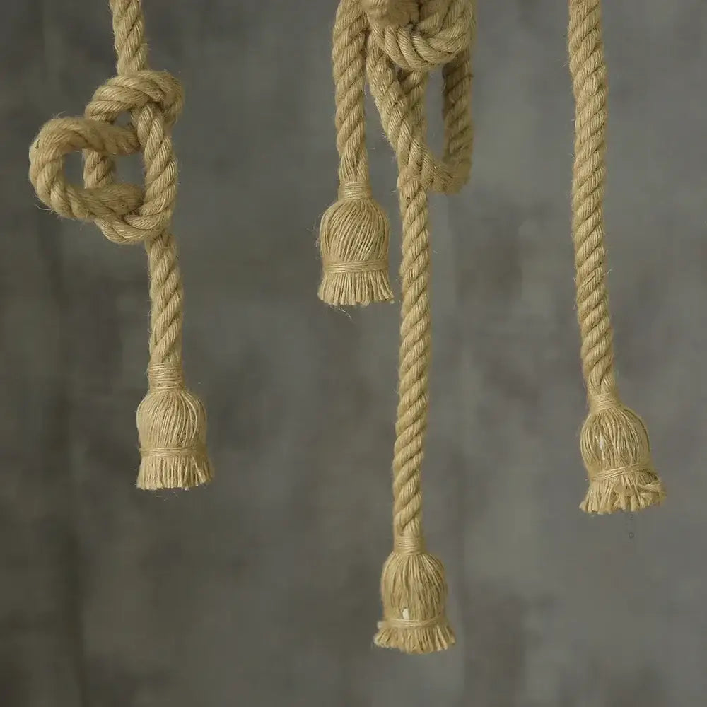 Industrial hemp rope pendant light for living room home decor