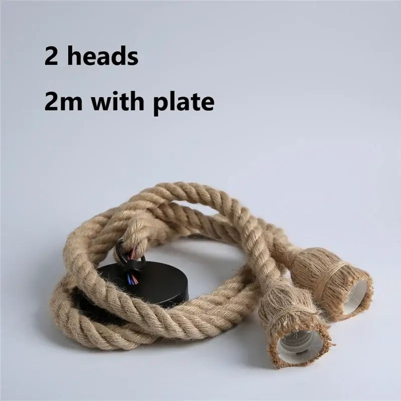 Industrial hemp rope pendant light for living room home decor