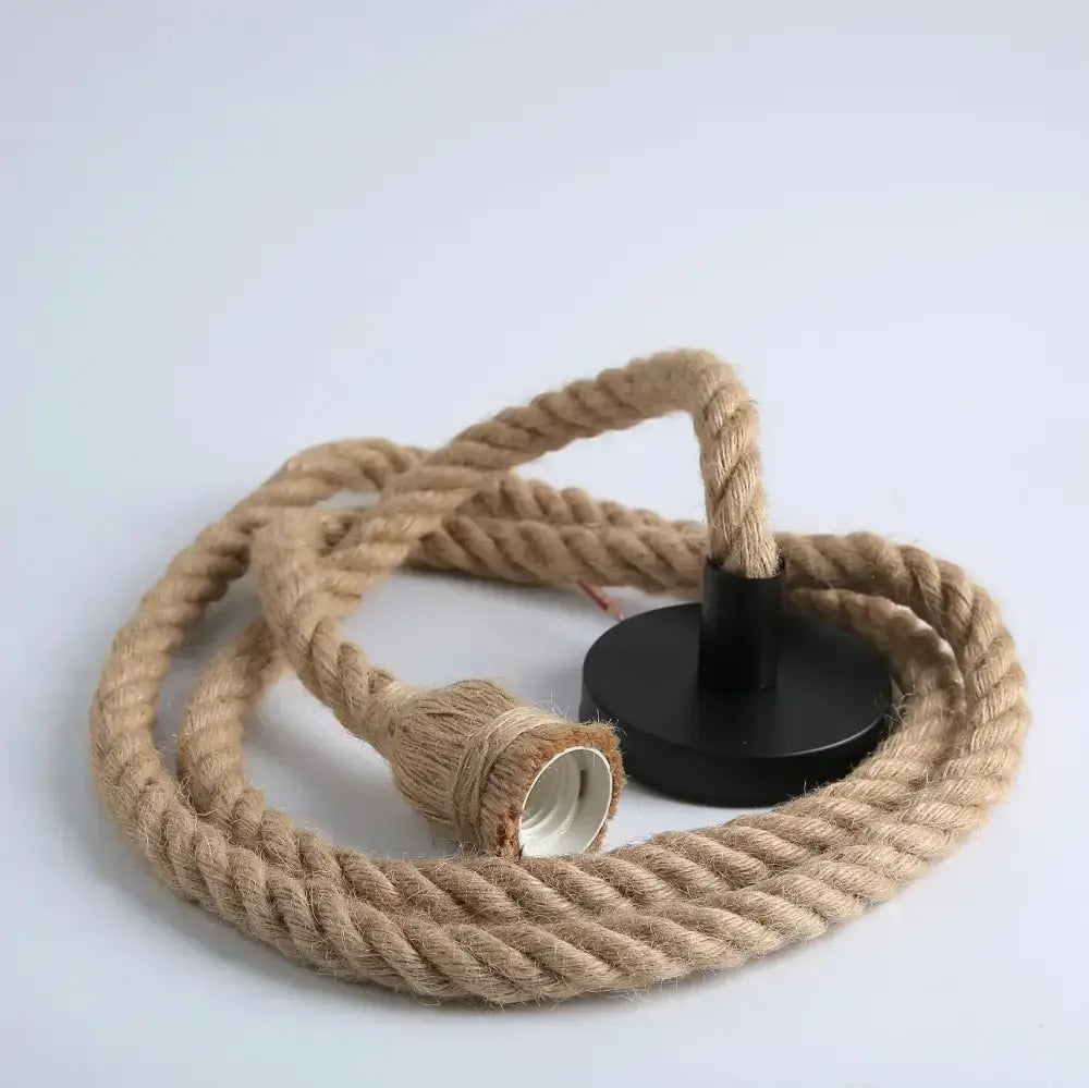 Industrial hemp rope pendant light for living room home decor