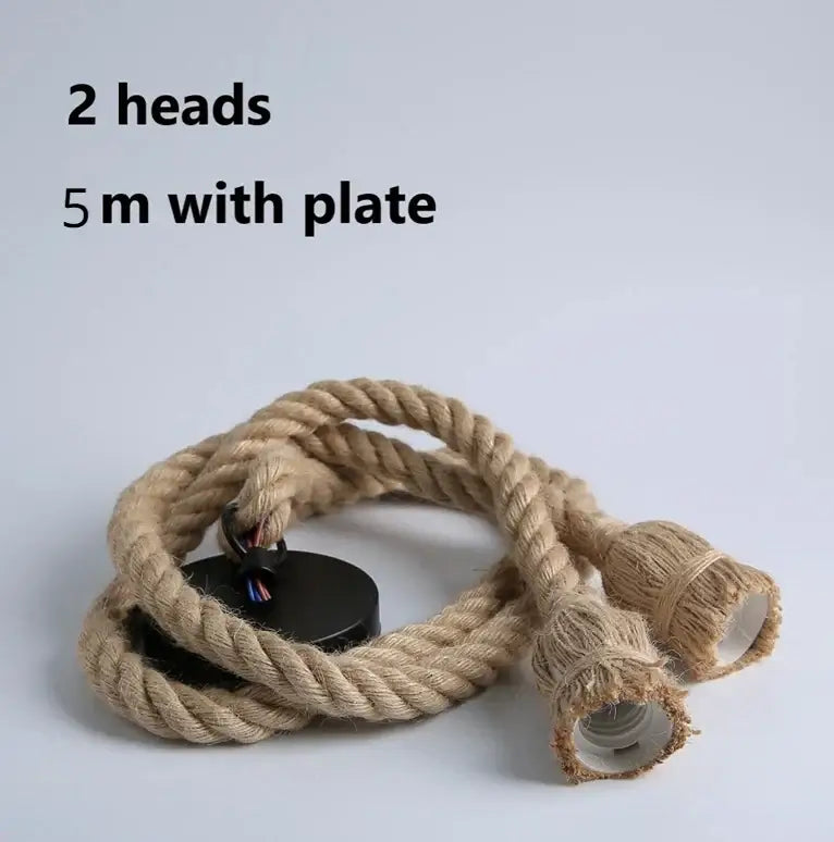 Industrial hemp rope pendant light for living room home decor