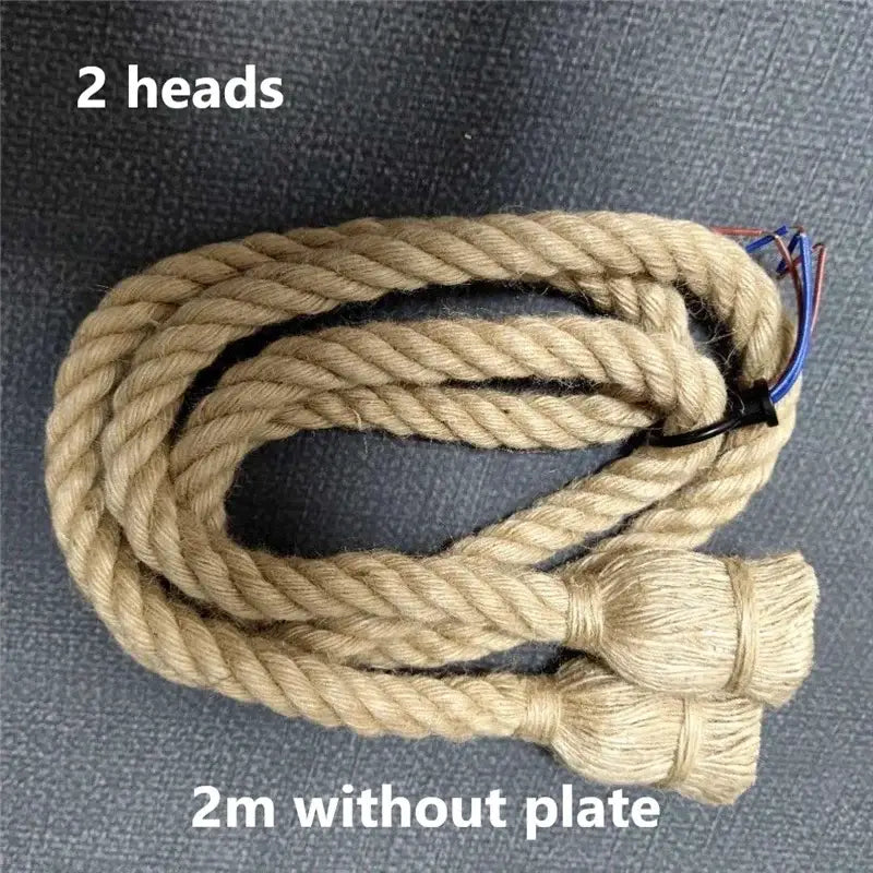 Industrial hemp rope pendant light for living room home decor