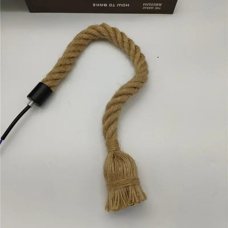 Industrial hemp rope pendant light for living room home decor