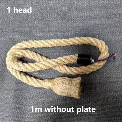 Industrial hemp rope pendant light for living room home decor
