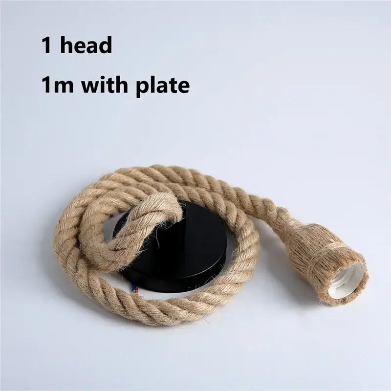 Industrial hemp rope pendant light for living room home decor
