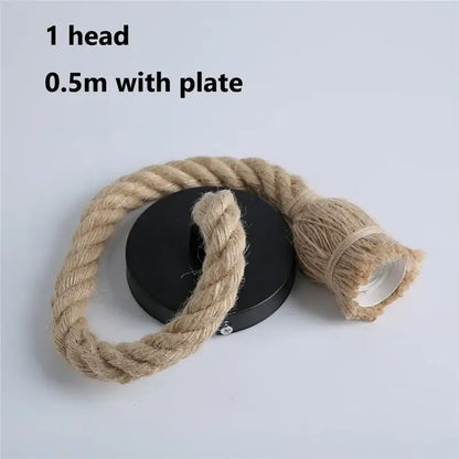 Industrial hemp rope pendant light for living room home decor