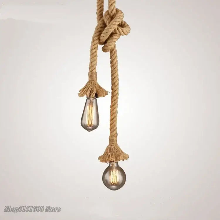 Industrial hemp rope pendant light for living room home decor