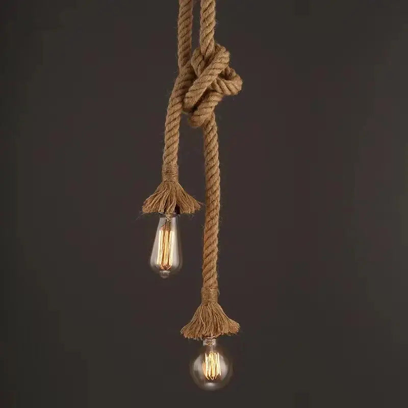 Industrial hemp rope pendant lights kitchen five light edison decor