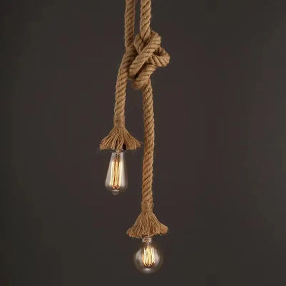 Industrial hemp rope pendant lights kitchen five light edison decor