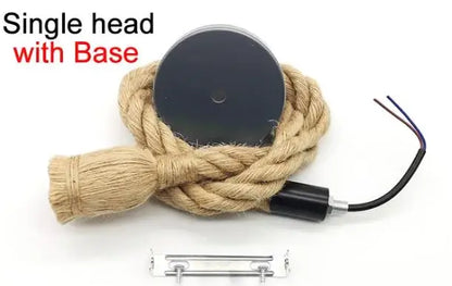 Industrial hemp rope pendant lights kitchen five light edison decor