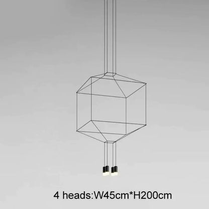 Industrial iron art black geometric pendant light dining room