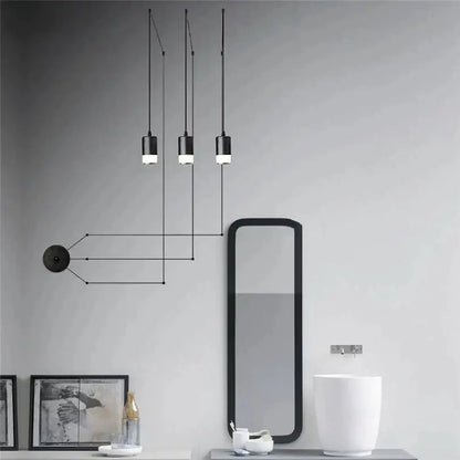Industrial iron art black geometric pendant light dining room