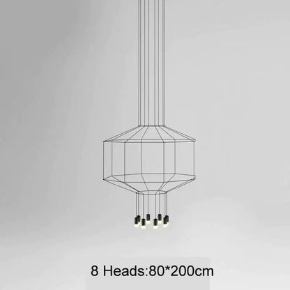 Industrial iron art black geometric pendant light dining room