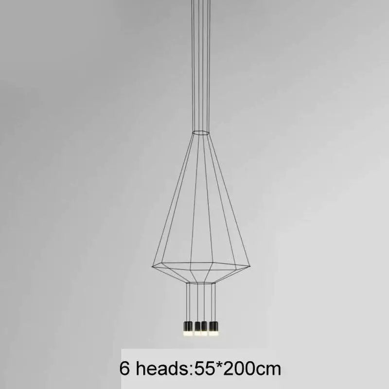 Industrial iron art black geometric pendant light dining room