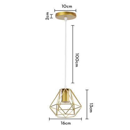 Industrial iron cage pyramid pendant lamp for kitchen dining room