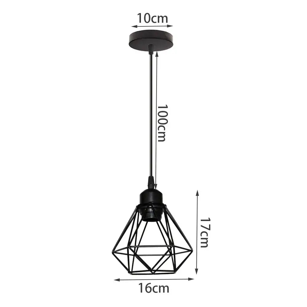 Industrial iron cage pyramid pendant lamp for kitchen dining room