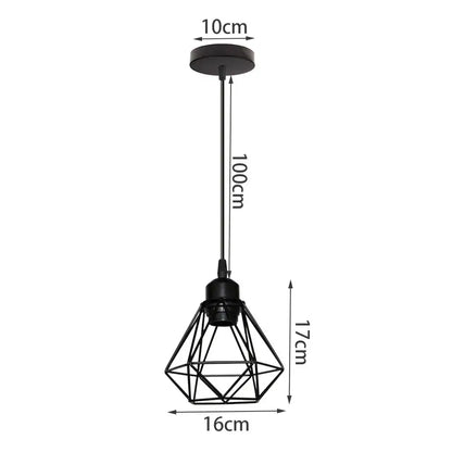 Industrial iron cage pyramid pendant lamp for kitchen dining room