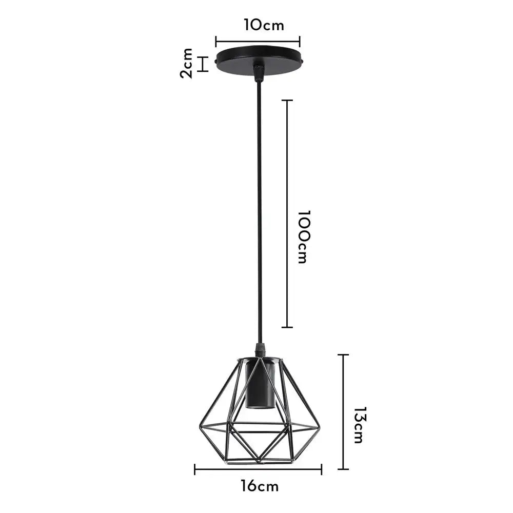 Industrial iron cage pyramid pendant lamp for kitchen dining room
