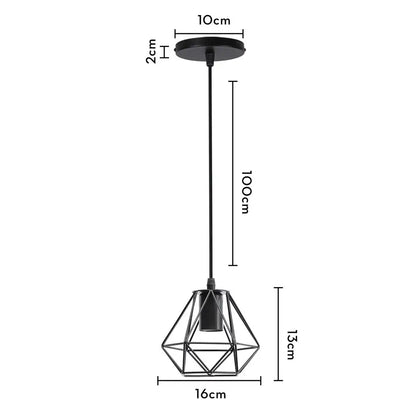 Industrial iron cage pyramid pendant lamp for kitchen dining room