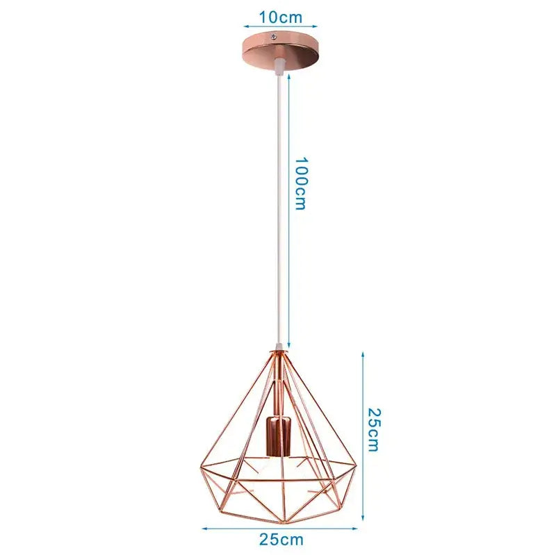 Industrial iron cage pyramid pendant lamp for kitchen dining room